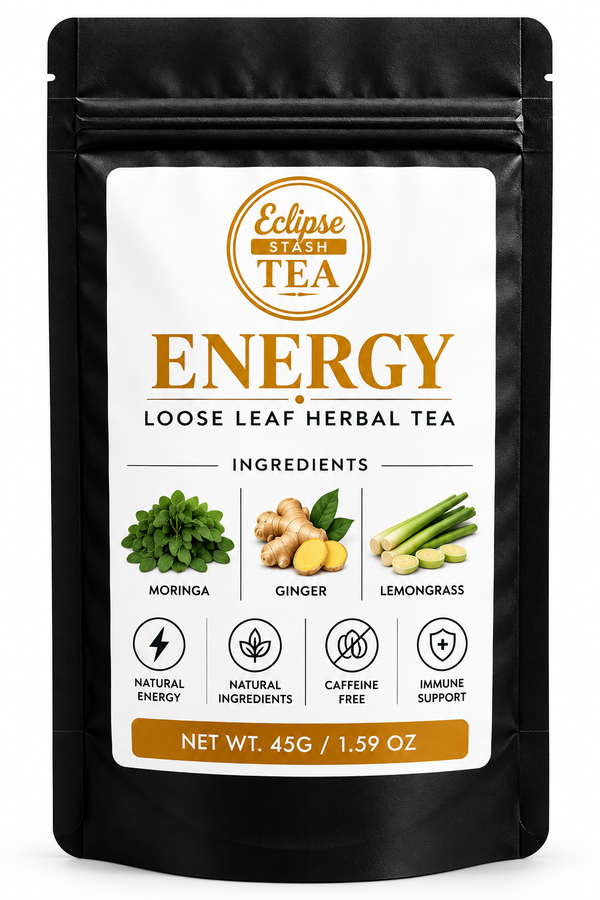 Energy loose-leaf herbal tea refill pouch
